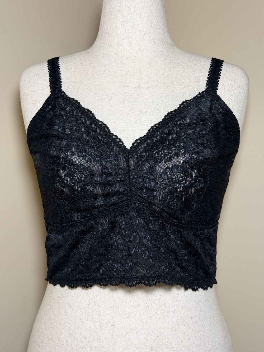 Torrid Curve Black Lace Longline Unlined Bralette Cami Size 2 Wireless Stretch